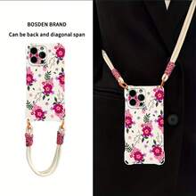 Funda para teléfono (1 unidad). Funda floral moderna de pantalla completa con orificios en las cuatro esquinas y práctica cuerda para colgar. Compatible con las series 16, 15, 14, 13, 12 Pro y Plus. Protege contra manchas y caídas. - Blanco marfil - Ver 3