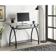 Osp Designs Osp Designs Newport Computer Desk With Frosted Tempered Glass Top, Pullout Keyboard Tray, And Bla Powder Coated - Multicolor - View 3