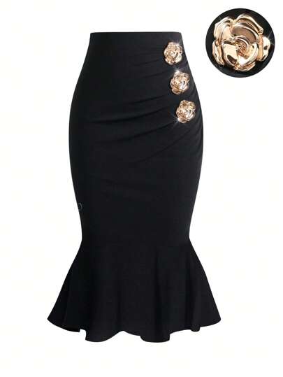 Plus Size Elegant Mermaid Skirt, Fashionable Minimalist Versatile Slimming