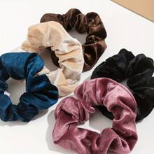 5pcs Women Polyester Casual Solid Color Hair Scrunchies, Elastic Hair Bands For Ponytail, Suitable For Daily And Gatherings, Hair Ties, Scrunchy Hair Ties, Hair Bobbles