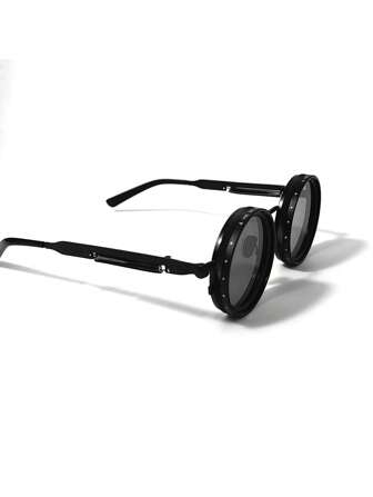 Solid Retro Iridescent Rotatable Party Fashion Fashion Glasses, Steampunk Style Adjustable Brightness Metal Frame Glasses With Grey Lenses, Suitable For Masquerade And Fashion Accessories, Fashion Statement Glasses | Steampunk Glasses | Metal Frame Glasses Back To School Fashionable Preppy School Look