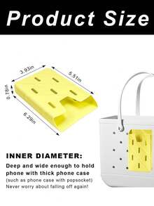 硅胶手机支架挂件，适用于Bogg包包 - 通用手机壳配件，适用于手机、数码化妆品收纳架套装，适合存放手机、移动电源、口红、梳子、钥匙、眼镜和其他个人物品，采用EVA材质，可用作收纳袋、沙滩包收纳袋、游泳沙滩包收纳袋，柔软、防水、耐磨、易清洁、可重复使用 - 彩色 - 查看 4