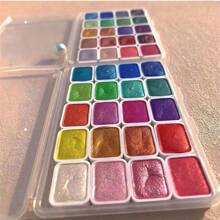 1盒60/20色调色盘水彩金属颜料套装，含云母粉闪光水彩颜料、纯色颜料盒和珠光水彩颜料，适用于水彩画、中国画、美甲、书法、花艺包装、陶艺等。 - 白色 - 查看 5