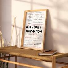 1pc Daily Affirmations Wall Art Picture Prints Canvas Paintings Girls Affirmation Poster Positive Quote Decor For Bedroom,Living Room,Teen Girl Room Decor No Framed