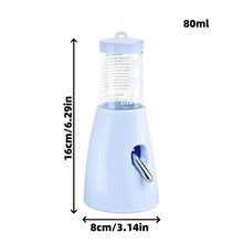 小型宠物自动喂食饮水机，大容量水瓶和食碗二合一设计，适合仓鼠、金毛熊、松鼠等小型宠物，有白色、粉色和蓝色可供选择