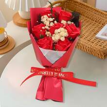 Artificial Flowers Present Fake Rose Bouquets Tables Centerpieces for Special Occasions - Rojo - Ver 4
