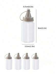 4件套便携式调味瓶，迷你半透明酱料瓶，适合户外露营。调味料和香料工具，包装和储存瓶和罐