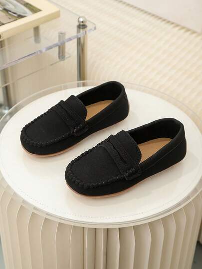 一双男女春秋儿童豆豆鞋绒面皮鞋女童男童时尚鞋子软底防滑学生鞋