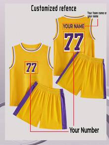 [Wykonane na zamówienie] 2-częściowy zestaw odzieży sportowej do codziennego treningu, odprowadzający wilgoć, odpowiedni do koszykówki, sportu, codziennego noszenia, z niestandardową nazwą i numerem