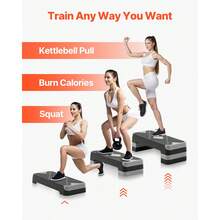 Aerobic Exercise Step Platform, 28-Inch Workout Aerobic Stepper, Height Adjustable Fitness Training Step Deck Trainer With 4 Risers, Non-Slip Surface Bench For Home Gym Cardio Strength, Gray - Gray - View 6