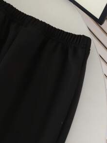 3 件套年轻女孩优雅无袖背心，带荷叶边袖衬衫和裤子套装，春秋季