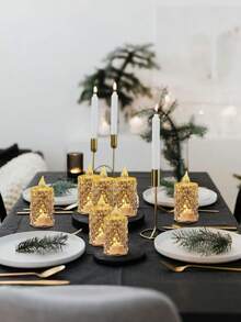 12 piezas - Lámpara de vela con patrón de diamante y cristal transparente simulado, vela electrónica sin llama LED, utilizada para decoración de mesa de hotel, atmósfera de boda, decoración para fiesta de vacaciones, lámpara de ambiente para acampar al aire libre, decoración navideña, decoración del hogar, decoración de habitación, decoración de dormitorio