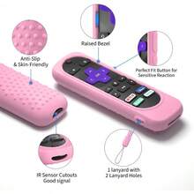 2 Pack Silicone Remote Cover For Roku TV Remote Silicone Case Cover Compatible With Most Roku Voice Remote Shockproof Washable Roku Remote Cover With Lanyard Pink+ Luminous Green - Hồng + Xanh lá cây sáng - Xem 5