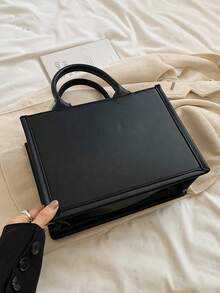 2025新款时尚热销手提包，便携购物袋，小众设计，奢华高品质，附赠海外蝴蝶结丝巾，大容量，适合日常休闲、通勤、上学、旅行、派对、宴会等场合（含丝巾） - 黑色 - 查看 9