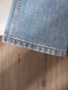 2 Stücke/Set Mädchen Lässig Alltags Outfit - Einfarbiges Schleife Dekor Langarmoberteil und lange Hose, Regular Fit, Frühling/Herbst