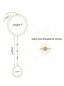 Ladies' Thin Gold Bracelet, 14K Gold-Plated Ring Chain, Rhinestone Beaded And Prong-Set Diamond Bracelet, Stylish And Simple Accessories, Mother's Day Gift For Mom, Adjustable