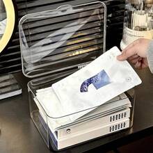 1 件 9 英寸透明化妆品收纳盒，带防尘盖，浴室面膜收纳盒，发饰收纳盒，宿舍桌面文具盒，大容量/透明/耐用塑料/多用途/防尘