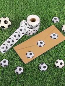 1卷/500张足球卷个性创意足球贴纸卡通贴纸包装密封足球比赛装饰贴纸欢呼贴纸，学校用品，返校