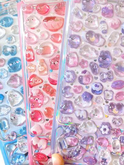 1pc 3D Cartoon Animal Waterproof Transparent Crystal Decorative Sticker, Can Decorate Stationery, DIY Phone Cases, Laptops,School Supplies,Back To School