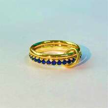 VKHK 1pc Luxury 18K Gold Plated Stainless Steel Double Layer Circular Linked Colorful Zirconia Decor Single Ring, Suitable For Women Daily Wear And Wedding, Gift - Multicolor - View 13