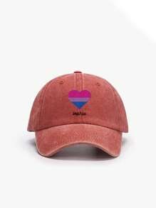 1pc Rainbow Heart Embroidered Cotton Washed Baseball Cap, Casual Sun Hat, Couple Cap, Customizable Logo/Text, Multi-Color Options, Personalized Design, Suitable For Various Occasions And Gifts, Fashion & Versatile