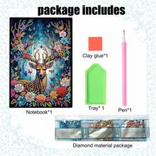 1 Conjunto Kit de Pintura de Diamante DIY - Caderno de Couro Falso Preto, Material Artesanal para Casa, Escritório e Escola, Presente Perfeito para Volta às Aulas ou Acessório de Mesa Criativo, Presente Ideal para Artesãos | Artesanato Feito à Mão Exclusivo