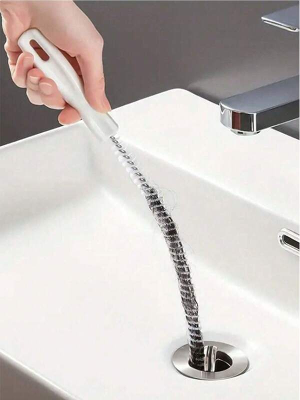 1 pezzo Strumento di pulizia domestica creativo con design pistone e spazzola, impugnatura ergonomica, per raccogliere capelli e pulire cucina/bagno. Efficace per ostruzioni di capelli/olio/residui di cibo! Non danneggia l'interno della tubatura, lavandino/scarico/Water/Vasca da bagno