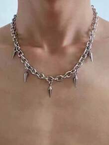 1 Stück Herren Retro Edelstahl Kette, Schlüsselbein-Kette geeignet für den täglichen Gebrauch, Musikfestival