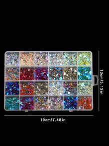 Aproximadamente 1800 piezas de diamantes de resina de formas especiales de aurora para decoración de uñas, diamantes de uñas multicolor y de diferentes formas, estuche de 24 compartimentos con joyas brillantes para uñas, se pueden usar para decoraciones DIY y accesorios faciales