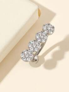 1pc Fashionable Exaggerated Cubic Zirconia Belly Button Ring For Women - Silver - View 2