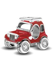 1 PC Fashionable 925 Sterling Silver Red Love Zirconia Double Ring Beads Pendant Beads Pendant Ball Suitable For Bracelets DIY Women's Jewelry