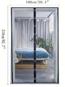 DeTODO Mosquitero Magnético, Cortina de Puerta anti-Mosquitos, Mosquitera Magnética para Puertas, Con Malla Super Fina Para Dejar Pasar el Aire Fresco, Cierra Automáticamente, Facil de Instalar - Negro - Ver 2