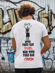 Casual Cotton T-Shirt ChorãoJr Skate Singer - 白色 - 查看 1