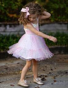 2025Toddler Girls Tulle Dress Rainbow Tutu Birthday Princess Dresses Formal Photo Shoot Outfit Summer Clothes 2-6T'Sprout Style' - 彩虹圓點薄紗 - 查看 8