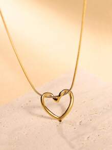1pc Minimalist Elegant Fashionable Hollow Heart Pendant Necklace, Suitable For Women Daily, Party & Event Wear