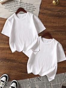 Men's Solid Color Crew Neck Short Sleeve Casual T-Shirt, Summer - White - View 4