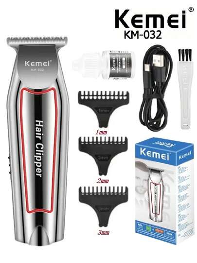 Kemei KM-032 男士无线理发器，专业理发器，电动胡须修剪器，男士理发器，理发机，男士护理套装，男士礼品，可充电 USB Type-C 接口