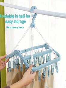 1pc Rotating 32-Clip Plastic Drying Rack, Multifunctional Clothes Hanger, Space-Saving Folding Hanger For Socks, Underwear And Small Garments, Suitable For Bedroom, Clothing Store, Birthday, Party, Thanksgiving, Friend, Christmas, New Year Gift