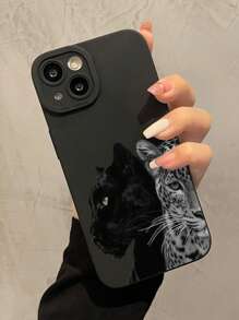 1 pieza Funda de teléfono de silicona con patrón de Leopardo negro, todo incluido y a prueba de golpes, compatible con I 16, 16, 15, 14, 13, 12, 11, ProMax y Series