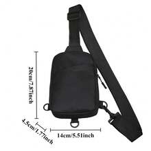 NYXIA 简约胸包时尚新款纯色胸包户外休闲时尚单肩斜挎包挎包单肩多功能牛津布户外学生胸包小方形斜挎包 - 黑色 - 查看 8