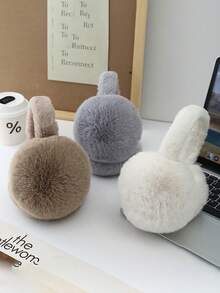 1PC Solid Color Earmuffs - Soft Plush Ear Warmer, Foldable Ear Muffs, Comfortable Coldproof Earmuffs For Winter Outdoor Winter Accessories - B - View 4