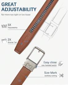 BOSTANTEN Belt Men Leather Reversible Belts Men 1 3/8 Casual Dress Pants, Two-In-One Belt - 011-gun+Brown - View 4