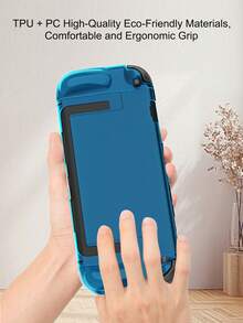 适用于Switch第二代主机的套装：1个主机保护壳 + 2个可拆卸握把套 + 1张钢化玻璃屏幕保护膜，防滑、防汗、防刮花 - 彩色 - 查看 4