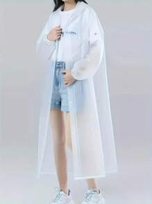 1pc Thick Waterproof Full Body Rain Poncho, Long Sleeve Adult Outdoor Cycling Hooded Raincoat, Hiking Rainwear