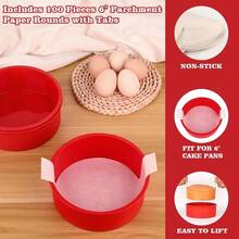 3-Pack 10 Inch Round Silicone Cake Pans With 100 Pcs Parchment Paper - Nonstick Baking Molds For Layer Cakes, Cheesecakes, Chocolate Cakes - Oven Safe & Dishwasher Friendly - Birthday Party Baking Supplies - 6 Inch - 查看 5