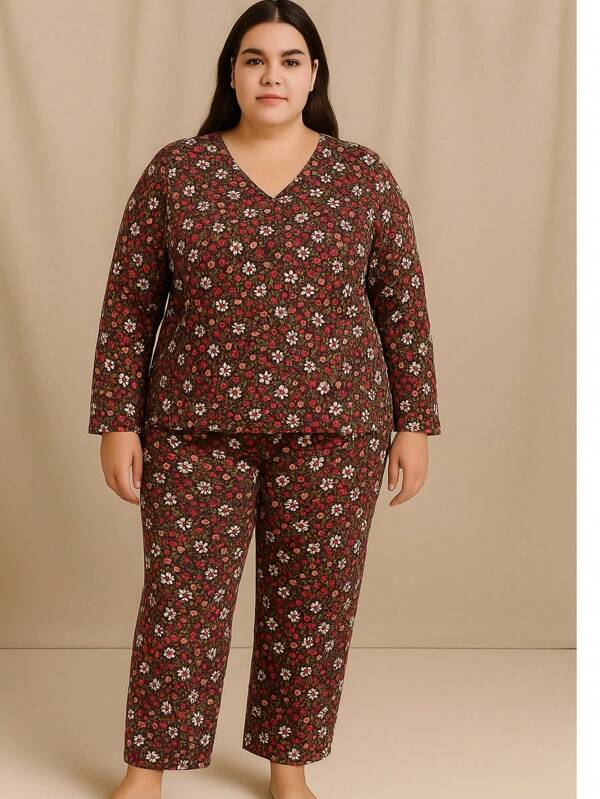 Pijama Suede de frio feminino plus size quentinho inverno adulto longo  Estampa de leopardo  Estampa total    Manga Comprida