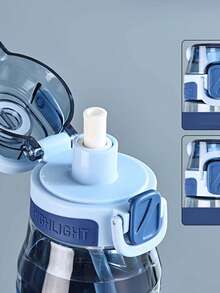 1个1000毫升/800毫升/600毫升户外运动便携水瓶，带吸管，耐用，绿色，带安全盖和提手，适合日常通勤、户外露营、办公、户外活动、万圣节、圣诞节和新年礼物 - 彩色 - 查看 9