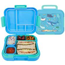 Boîte à Bento - Boîte à Lunch Grande de 4,8 Tasses avec 2 Récipients Modulaires - 4 Compartiments, Étanche, Poignée Portable, Compatible Micro-ondes/Lave-vaisselle Idéal pour l'École, le Travail et les Voyages, la Cuisine, les Cadeaux de Noël, les Fournitures Scolaires