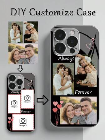 1 pieza Funda de teléfono de vidrio templado chapada con diseño de foto personalizada, compatible con Samsung S24 Ultra/S25 Ultra y Apple 17 ProMax/16 ProMax/15 Pro/14 Plus/13 Pro/12 Pro Max/11/Xs Max/8/7/6 Plus. Diseña con tus propias fotos (selfies/fotos familiares/fotos de mascotas/fotos de amigos). Regalo ideal para mamá, novia, novio, familia, amigos.