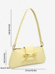 1pc Retro Lace Up Bow Decor Crossbody Shoulder Armpit Satchel Bag, Suitable For Dates, Outings, Parties, Fashionable Bow Purse For Women - Màu vàng - Xem 6